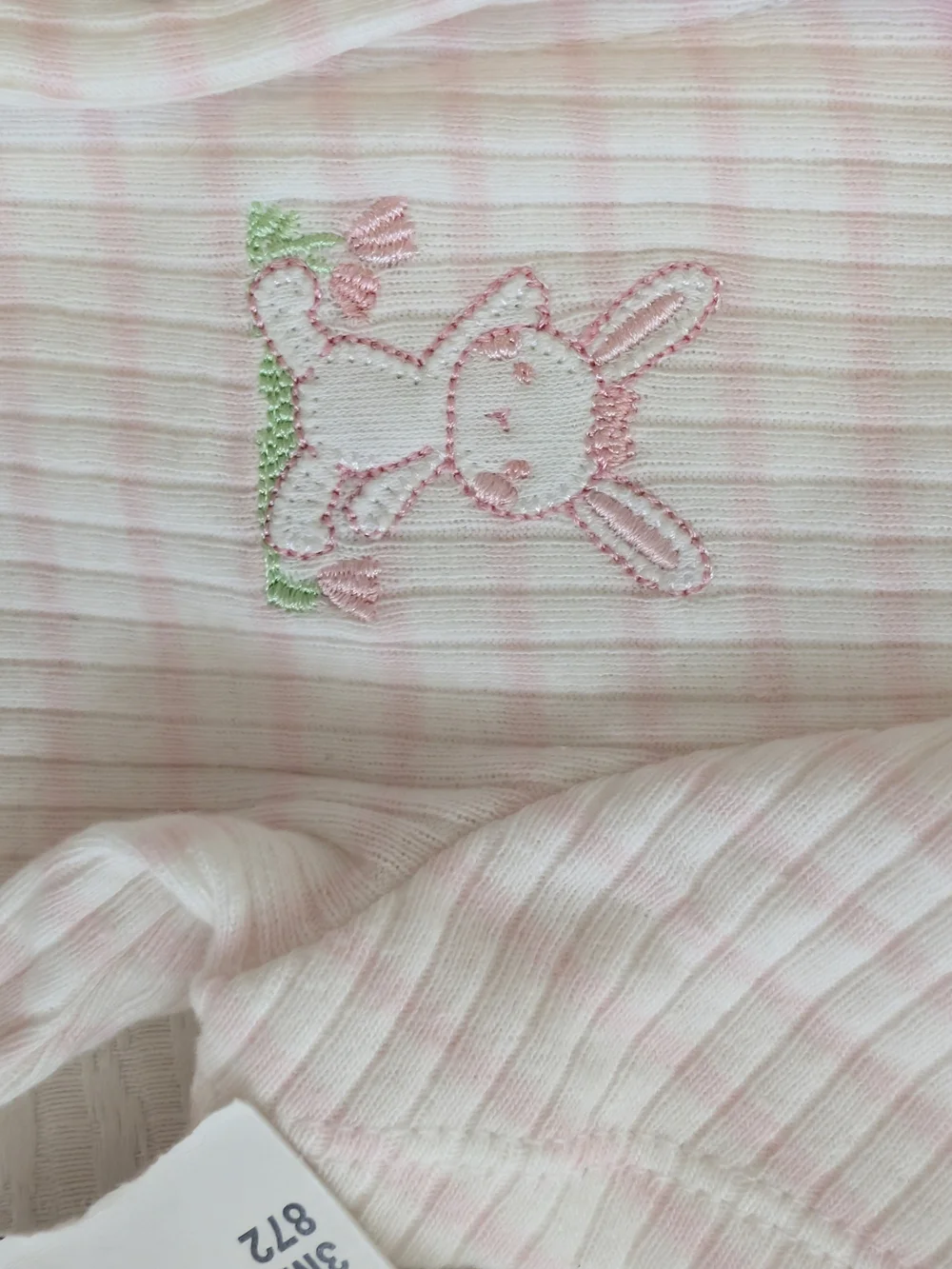 Little Me Pink and White Striped Short-Sleeve One-Piece with Bunny